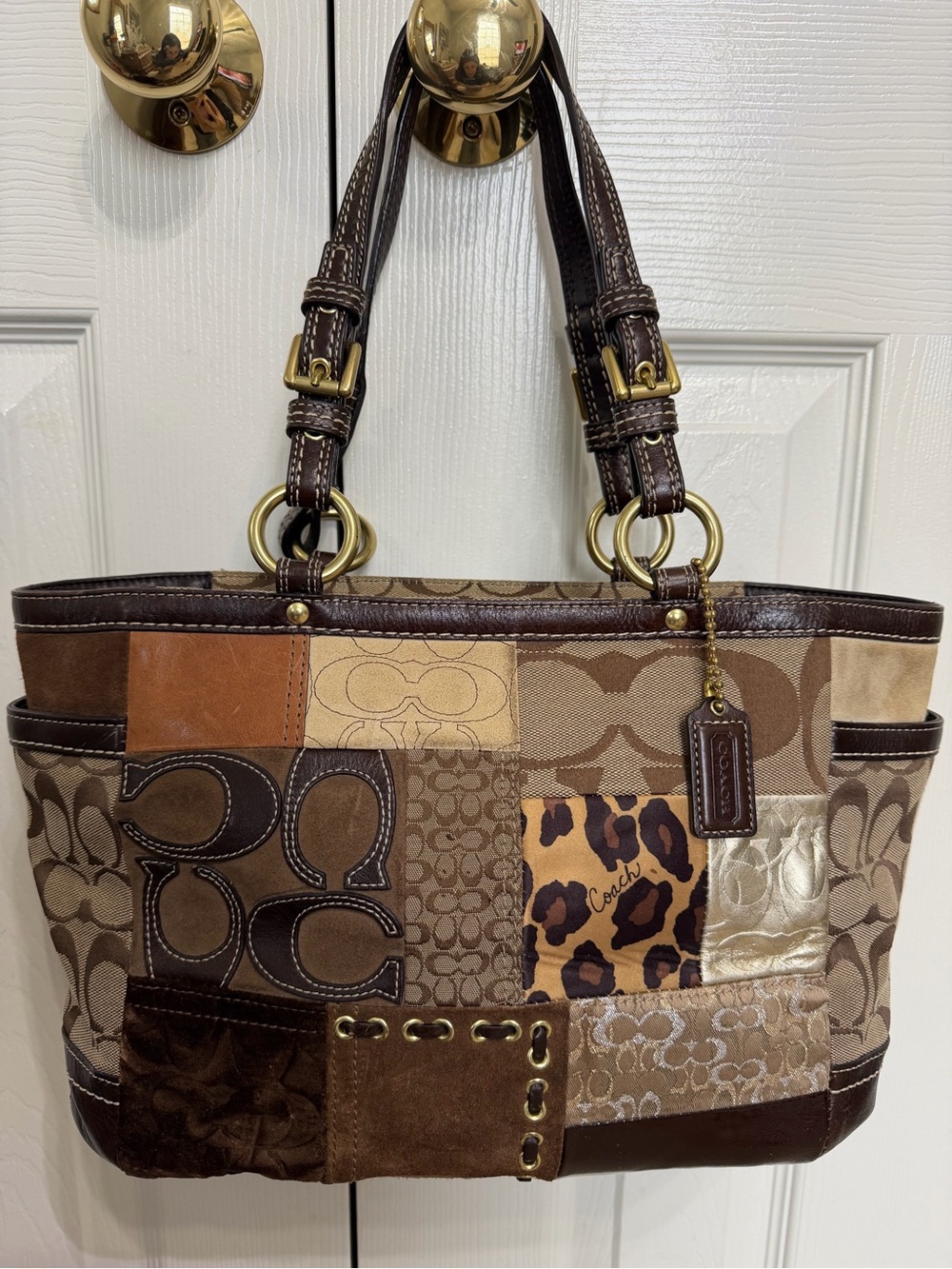 Coach Brown Patchwork Tote